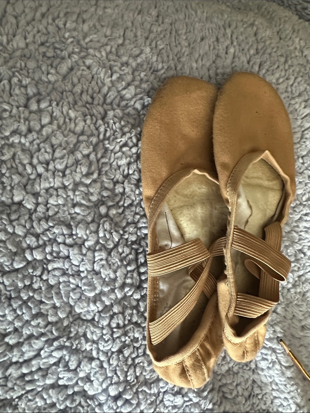 Tan Ballet Flats with Elastic Cross Straps